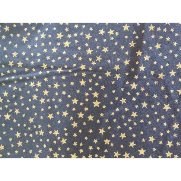 Coupon tissu - étoile doré sur fond bleu - coton - 62x62cm - Photo n°1