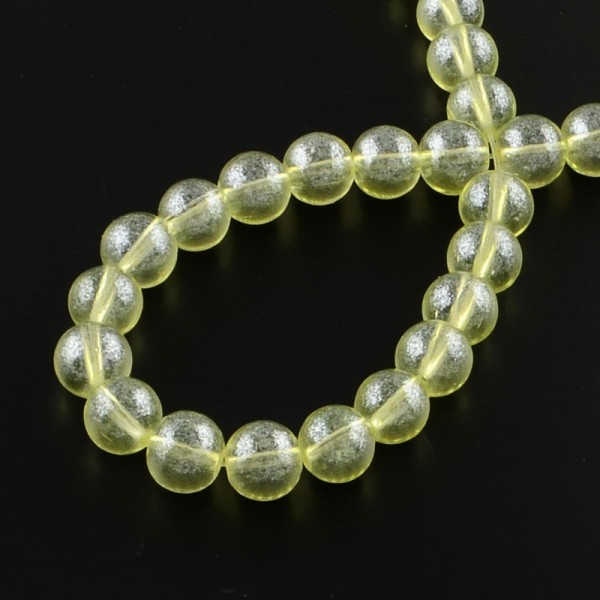 Perles en verre 8 mm vert  jaune brillant x 20 - Photo n°1