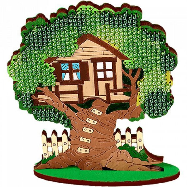 La Maison de l'arbre Sur pied, de Perles Kit de BRICOLAGE en Bois, Toile, Décor à la Maison de Fée d - Photo n°1