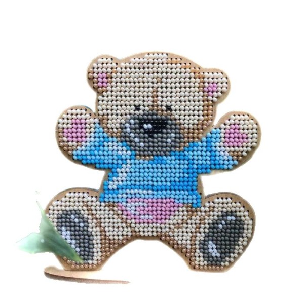 Teddy Bear Hug Perles Kit de BRICOLAGE en Bois, Toile, Décor à la Maison de l'Ornement, de la Broder - Photo n°2