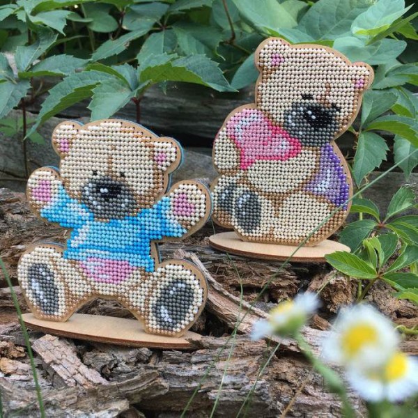 Teddy Bear Hug Perles Kit de BRICOLAGE en Bois, Toile, Décor à la Maison de l'Ornement, de la Broder - Photo n°3