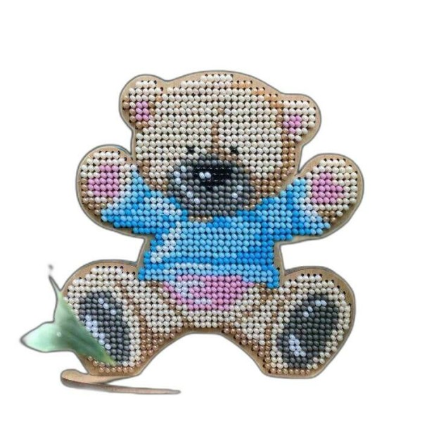 Teddy Bear Hug Perles Kit de BRICOLAGE en Bois, Toile, Décor à la Maison de l'Ornement, de la Broder - Photo n°1