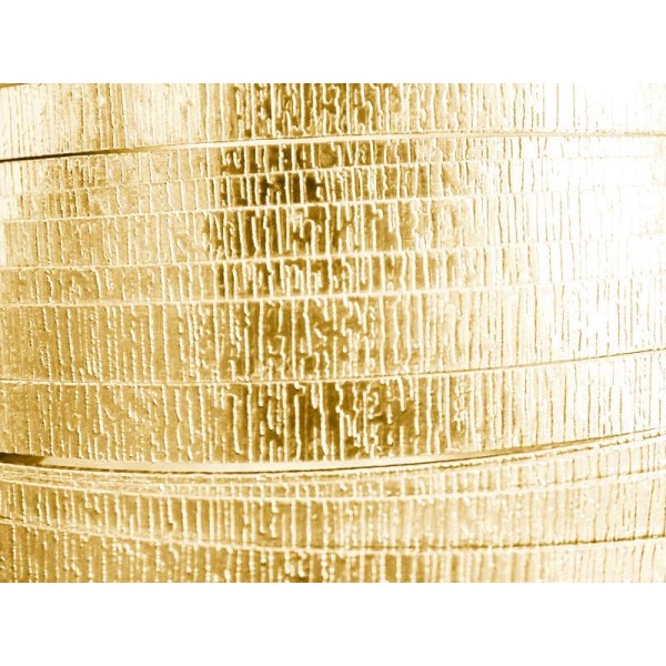 1 Mètre fil aluminium plat strié doré clair 15mm - Photo n°1