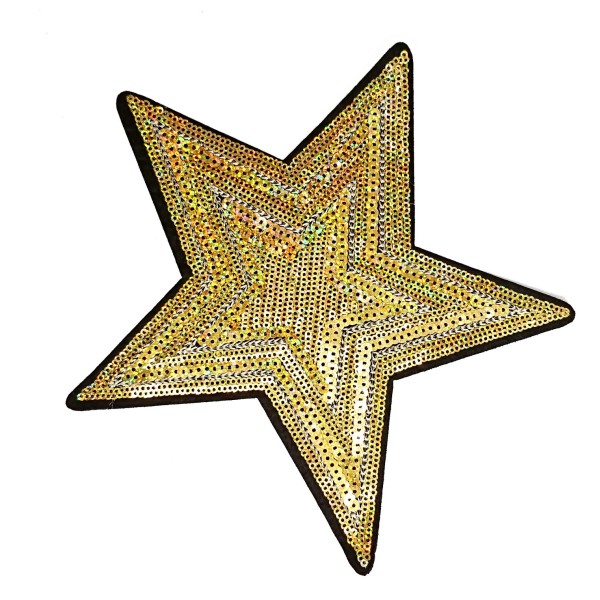 Patch étoile dorée à sequins, écusson à paillettes thermocollant, 20 cm - Photo n°1