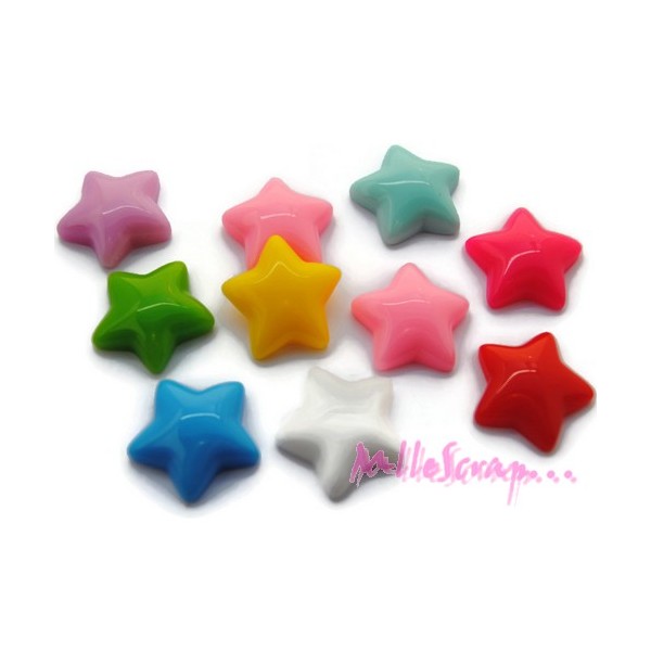 Cabochons étoiles résine multicolore - 10 pièces - Photo n°1