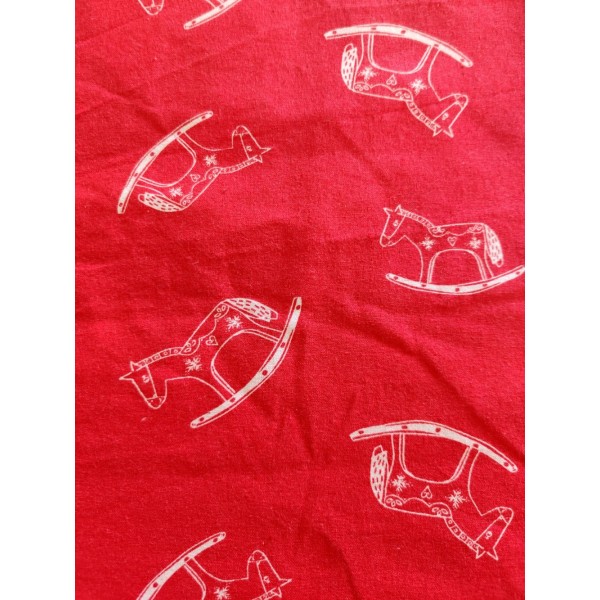 Coupon tissu - cheval à bascule rouge - coton - 112x32cm - Photo n°1
