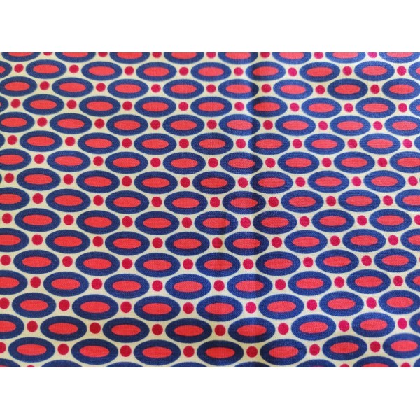 Coupon tissu - bulle bleu / rouge - coton - 70x33cm - Photo n°1