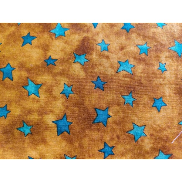 Coupon tissu - marron à étoiles - coton - 53x40cm - Photo n°1