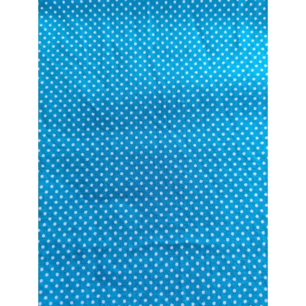 Coupon tissu - bleu à pois blanc - coton - 52x55cm - Photo n°1