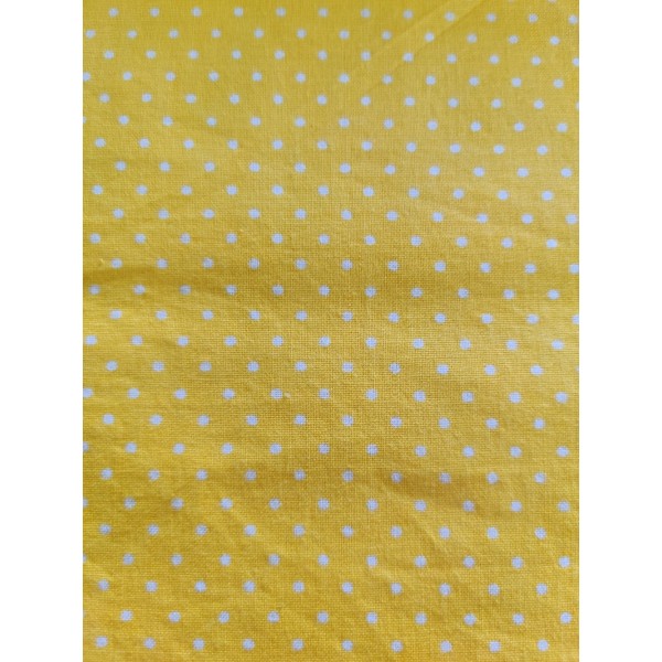 Coupon tissu - jaune à pois blanc - coton - 54x56cm - Photo n°1