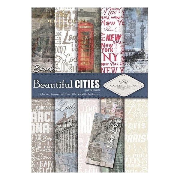5 papiers scrapbooking 21 x 29.7 cm ITD Collection BEAUTIFUL CITIES - Photo n°1