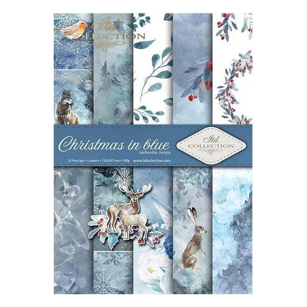 5 papiers scrapbooking 21 x 29.7 cm ITD Collection CHRISTMAS IN BLUE - Photo n°1
