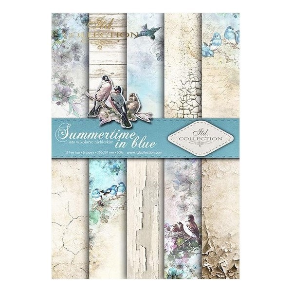 5 papiers scrapbooking 21 x 29.7 cm ITD Collection SUMMERTIME IN BLUE - Photo n°1