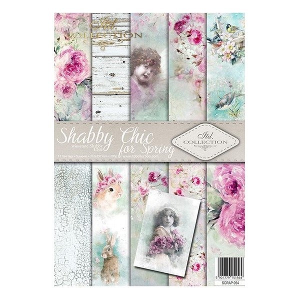 5 papiers scrapbooking 21 x 29.7 cm ITD Collection SHABBY CHIC FOR SPRING - Photo n°1
