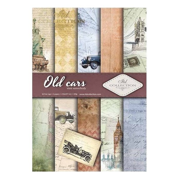 5 papiers scrapbooking 21 x 29.7 cm ITD Collection OLD CARS - Photo n°1