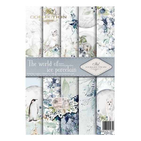 5 papiers scrapbooking 21 x 29.7 cm ITD Collection THE WORLD OF ICE POCELAIN - Photo n°1