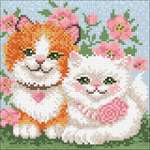 Broderie Diamant Kit Wizardi-Chatons amoureux WD2382 20*20cm - Photo n°2