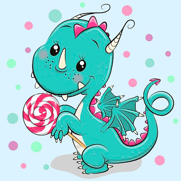 Broderie Diamant Kit Wizardi-Dragon avec Candy WD2471 20*20cm - Photo n°1