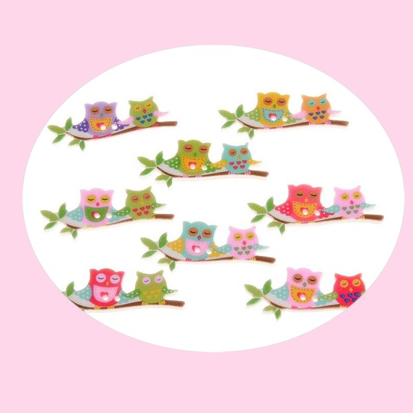 50 Boutons hiboux, chouettes, couture, scrapbooking - Photo n°4