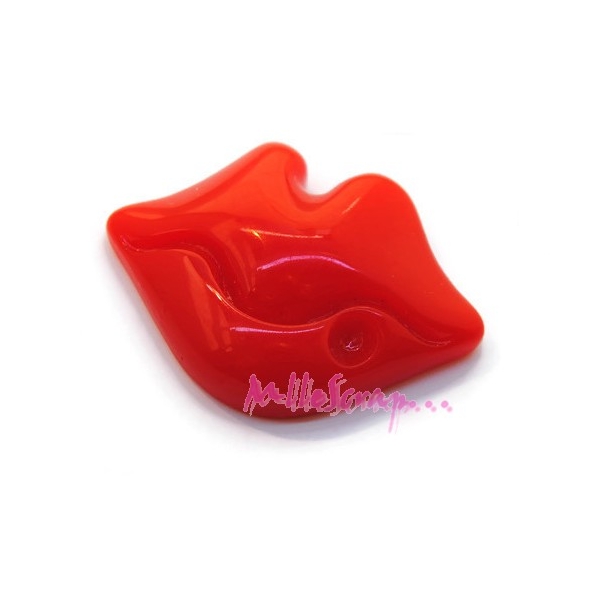Cabochon bouche résine rouge - 1 pièce - Photo n°1