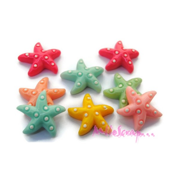 Cabochons étoiles résine multicolore - 8 pièces - Photo n°1