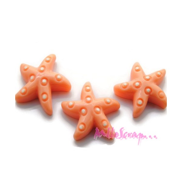 Cabochons étoiles résine orange clair - 3 pièces - Photo n°1