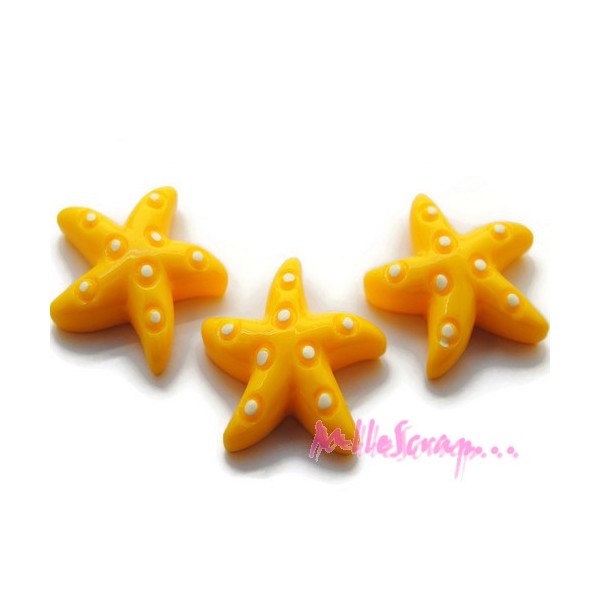 Cabochons étoiles résine jaune - 3 pièces - Photo n°1