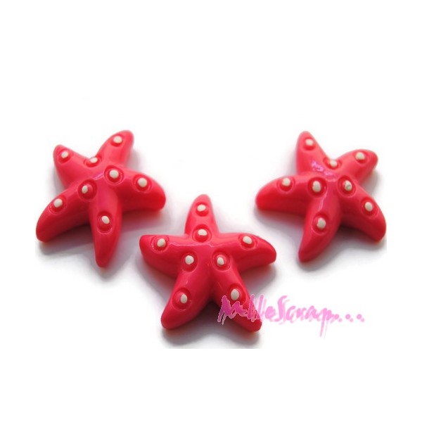 Cabochons étoiles résine rose foncé - 3 pièces - Photo n°1