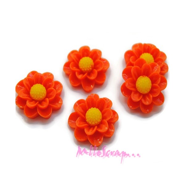 Cabochons fleurs résine orange - 5 pièces - Photo n°1