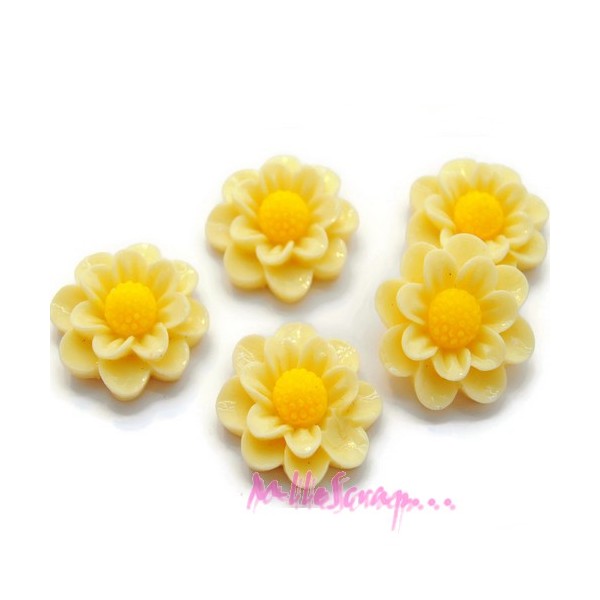 Cabochons fleurs résine blanc - 5 pièces - Photo n°1