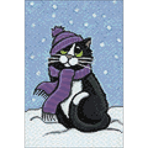 Broderie Diamant Kit Wizardi-Chat d'hiver WD2321 20*30cm - Photo n°1
