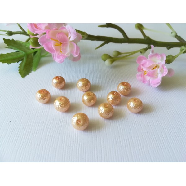 Perles en verre 8 mm granuleuse orange clair x 10 - Photo n°2