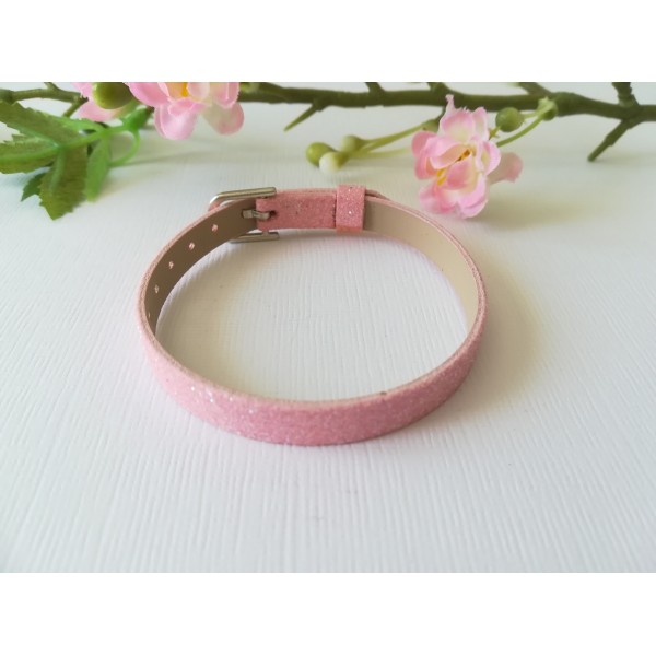 Supports bracelets rose à paillettes x 2 à customiser - Photo n°1