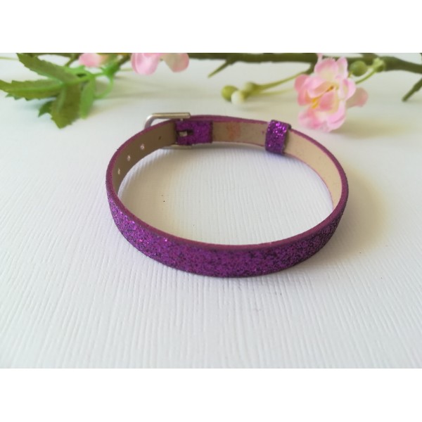 Supports bracelets violet à paillettes x 2 à customiser - Photo n°1