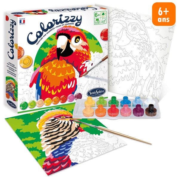 Colorizzy - Peinture par numéros enfant - Perroquets - 2 tableaux - Photo n°1