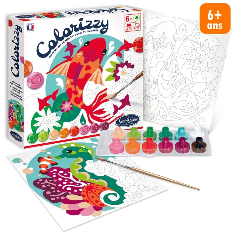 Kit créatif Colorizzy - Peinture par numéros - Poissons - Peinture numéro -  Creavea