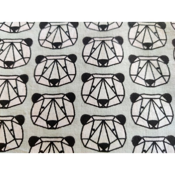 Coupon tissu - panda origami sur fond vert d'eau - coton - 60x45cm - Photo n°1
