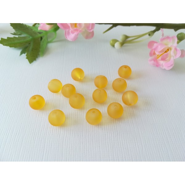 Perles en verre dépoli 8 mm jaune orangé x 20 - Photo n°2