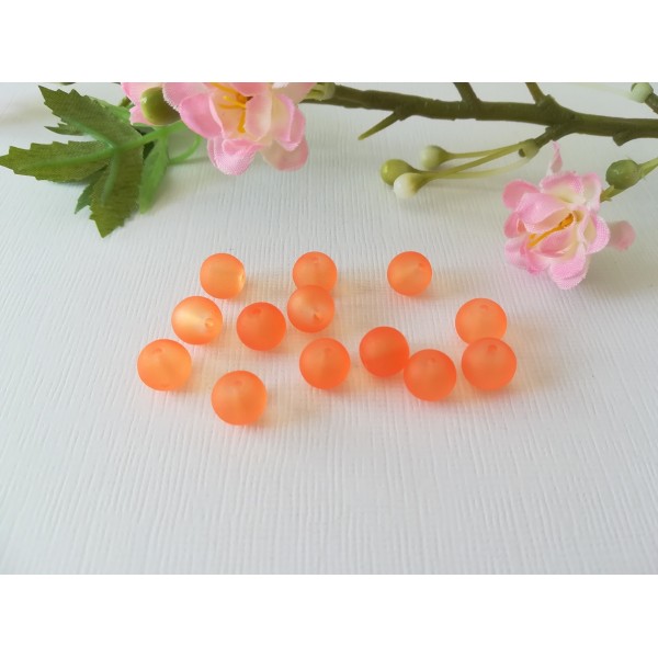 Perles en verre dépoli 8 mm orange x 20 - Photo n°2