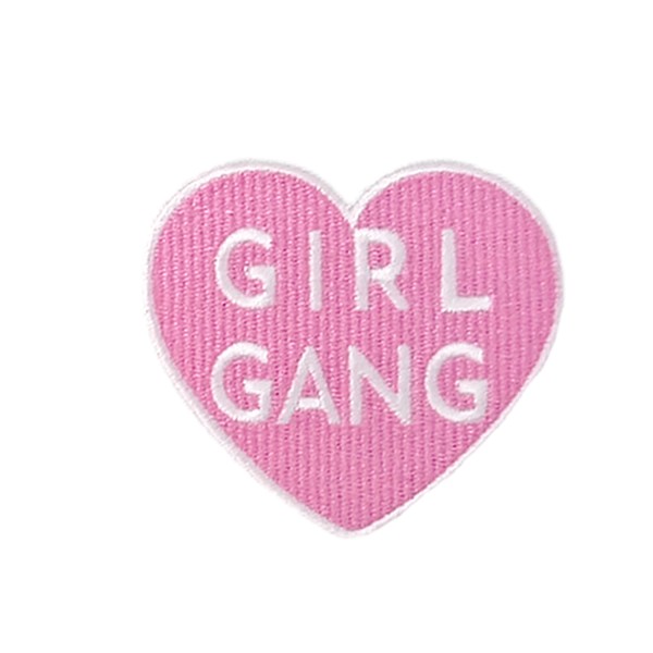 Ecusson brodé girl gang, patch thermocollant coeur, 8 cm - Photo n°1