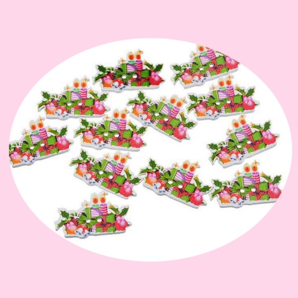 15 Boutons bougies, boutons Noël, couture, scrapbooking, 3,5 cm - Photo n°1