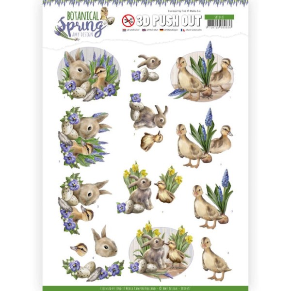 Carte 3D prédéc. - SB10437 - Botanical spring - Canetons et lapins - Photo n°1