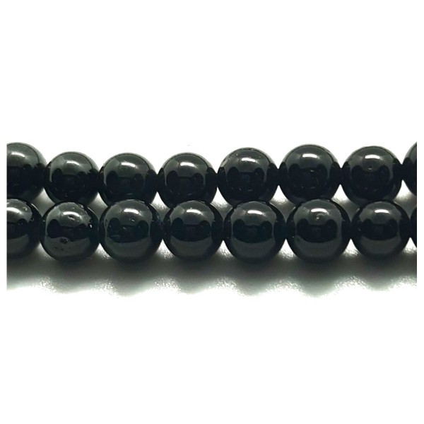 Fil de 62 perles rondes 6mm 6 mm en spinelle noire - Photo n°1