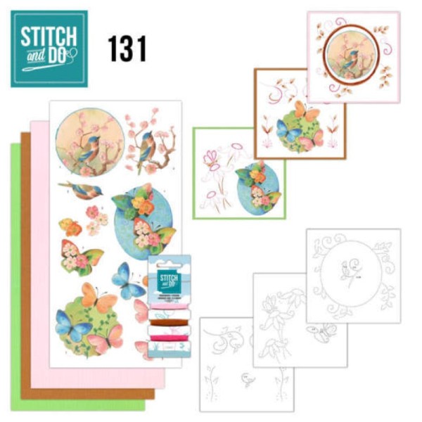 Stitch and do 131 - kit Carte 3D broderie - Oiseaux et papillons - Photo n°1