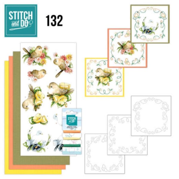 Stitch and do 132 - kit Carte 3D broderie - Oiseaux et fleurs - Photo n°1