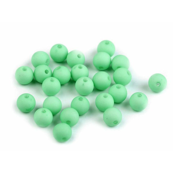 25pc (73 d) Lig. Pastelgreen Mat Acrylique Perles Ø8mmF, Plastique - Photo n°1