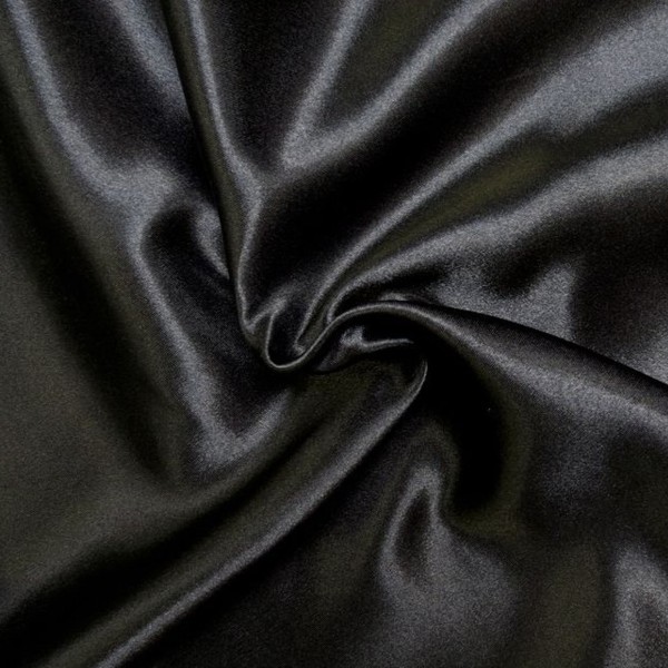 Tissu Satin épais Deluxe - Noir - Par 10 cm (sur mesure) - Photo n°1