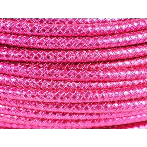 1 Mètre fil aluminium gravé couleur rose vif 4mm - Photo n°1
