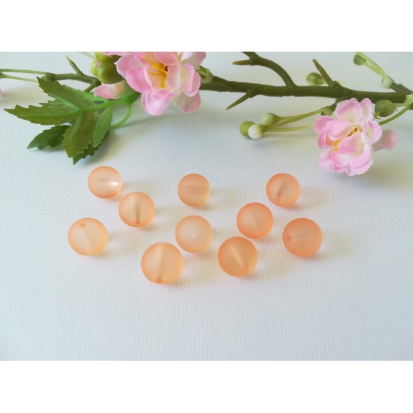 Perles en verre givré 10 mm orange x 10 - Photo n°1