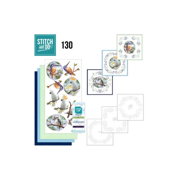 Stitch and do 130 - kit Carte 3D broderie - Oiseaux exotiques - Photo n°1